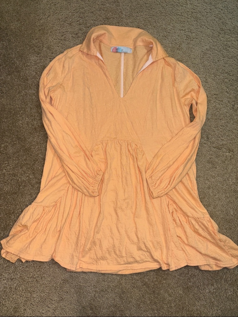 FP Beach Peach Long Sleeve V-Neck Dress